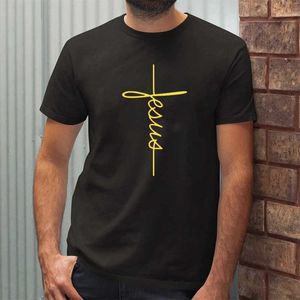 Men's T-Shirts Jesus Christian Cross Printing T Shirts New Arrival Fashion Men Casual Short Sleeve Tops Cotton Tee Shirt Hipster Streetwear T230103