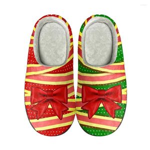 Tofflor Intressant juldesign Print Home Cotton Custom Mens Womens Sandaler Plush Case Keep Warm Shoes Thermal Slippe