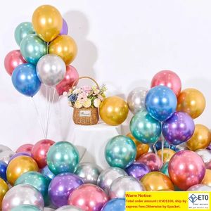 10inch 50pcslot yeni parlak metal inci lateks balonlar kalın krom metalik renkler şişme hava topları doğum günü partisi dekor