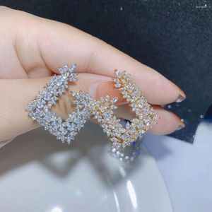 Studörhängen Square Shape Trendy Cubic Zirconia Women Wedding Party Engagement Dressing Up Earring Jewelry Pendientes Mujer Moda E8070