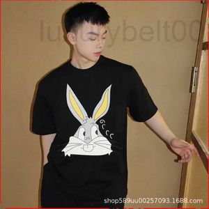 メンズ Tシャツ デザイナー春の新 Tシャツ漫画ウサギラウンドネック半袖トップファッションカップル QU3G