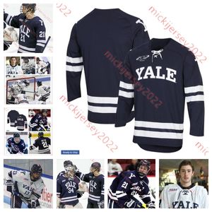Yale Bulldogs Hockey Jersey Bayard Hall Jason Marsella JoJo Tanaka-Campbell Kalen Szeto Tucker Hartmann David Chen Elan Bar-Lev-Wise Custom Stitched Yale Jerseys