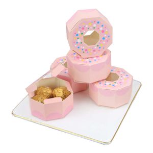 Custom Donut Style Candy Box Polygon Donut Chocolate Biscuit Packaging Case For Wedding Birthday Baby Shower Theme Party Supplies A368