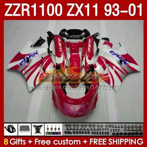 Body Red White dla Kawasaki Ninja ZX-11 R ZZR-1100 ZX-11R ZZR1100 ZX 11 R 11R ZX11 R 1993 1994 1995 2000 2001 165NO.18 ZZR 1100 CC ZX11R 93 94 95 96 97 98 99 00 01 Fairing Kit Kit Kit