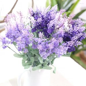 Dekorativa blommor 10 huvuden/bukett Silkblomma Färgglada konstgjorda lavendel Flores Wedding Party Home Decoration Fake grossist