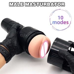 Skönhetsartiklar 10-frekvensvibrationssimulering Vagina Masturbation Cup Sexig butik manlig onanator realistiska anal erotiska leksaker för människan