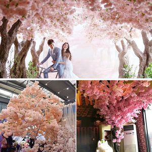 Decorative Flowers 1pc Artificial Cherry Blossom Branch Simulation Fake Flower Silk Leaves Wedding Petals Arch Home Party DIY Wall Decor