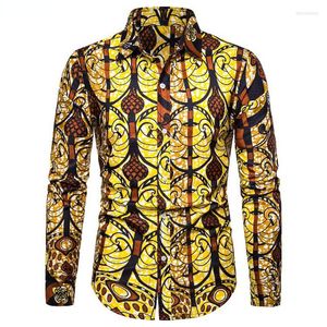 Mäns avslappnade skjortor Fashion Print African Shirt Men batik Wax Traditional Cotton Africa Clothing Chemise Homme