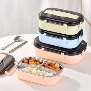 Conjuntos de utensílios de jantar, aço inoxidável bento caixa de almoço de tabela de mesa isolada contêiner à prova de vazamento japonês mais quente