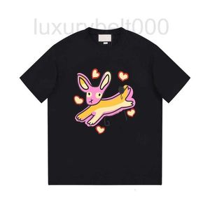 Frauen T-Shirt Designer Frühling Sommer neuer Stil kurzärmelig T-Shirt Frauen Cartoon Kaninchen Katze Runde Hals Hemd einfache Modmen gleich Mibe