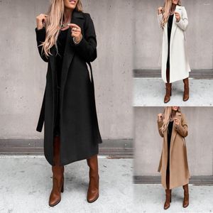 Women's Trench Coats Lightweight Fleece Lined Jacket Winter Women Women's Faux Wool Blouse Thin Coat Long Ladies Slim