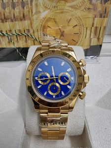 Med Box Mens Automatic Mechanical Watch 40mm Watch 2813 Rostfritt stål Rem Guld Ceramic Bezel Blue Disc Armband Folding Clasp Waterproof Sapphire Watches