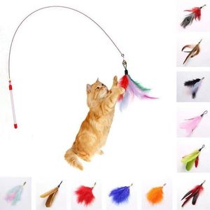 Cat Toys игрушка забавные интерактивные многоцветные перо для кошек тренировочная палочка замена головы питомцы