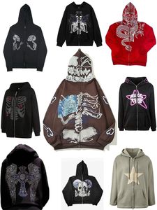 Women S Hoodies Sweatshirts Skull Bones Pattern zip Hoodie Fashion Y2K سحاب سحاب طويل الأكمام الطويلة معطفًا غير رسمي ملابس من النوع الثقيل من النوع الثقيل 230103