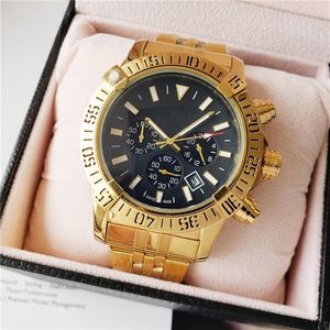 Luxury Swiss Gold Watch Mens Designer Watches rostfritt stål Montre de Luxe Militär armbandsur Life Waterproof Chronograph161Z