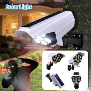 Luci solari per esterni Sensore di movimento Telecamera fittizia 77 LED Faretto Lampada impermeabile per luce solare da giardino