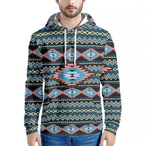 Erkekler sıradan gömlekler soyut baskı moda kabile tarzı polinezya kapüşonlu sweatshirt uzun kollu erkek sonbahar/kış