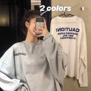 Koszulka damska Kobiety z długim rękawem T-shirty drukowane litery proste młode damę 2xl Harajuku Ulzzang Streetwear Soft Casual Chic Trendy T230104