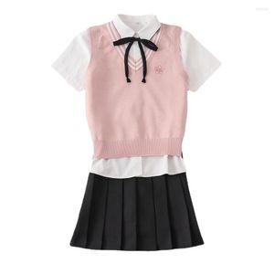 Clothing Sets Adult Women Japanese Korean Student JK Uniform Suits Autumn And Winter Shirt Sweater Vest Pleated Skirt Girls School Dresses