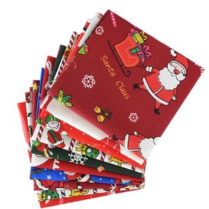 Clothing Fabric 10pcs Christmas Santa Claus Printed Cotton Sewing For Patchwork Needlework DIY Handmade Material Decorations