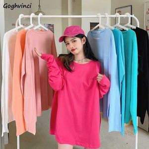 Women's T-Shirt Women Candy Color T-shirts Letter Sweet Girls StreetWear Boyfriend Long Sleeve Tops Soft Slouchy Teenagers Tees Autumn All-match T230104