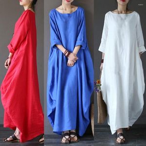 Casual Dresses Vintage Dress Boho Shirt Women Plus Size Lose Round Neck Spring For Streetwear Elegant Vestidos Female Ladies