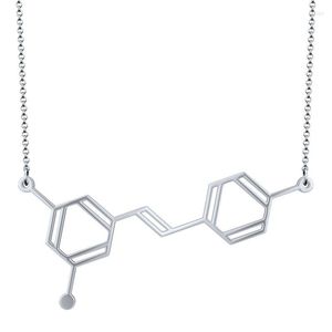 Hänge halsband resveratrol molekyl halsband färg fritt val silver eller guld matt svart