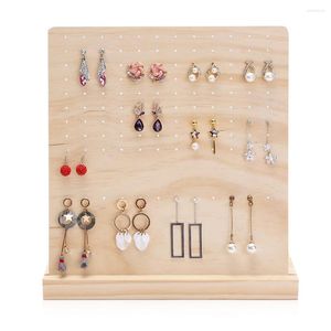 Jewelry Pouches Rustic Display Organizer Solid Wood Earrings Stand Holder For Ear Stud Necklace Rack