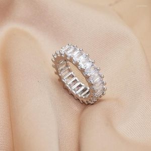 Anéis de casamento Essff Big Square CZ Gold/Silver Color dedo para mulheres Eternity Casal Casal's Trend Jewelry Birthday Gifts