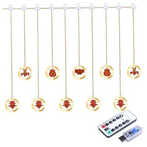 Strings LED Chinese Spring Festival String Light Warm White Lighting Remote Control Lamp Ornament For Yard Bar Bedroom Decoration