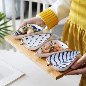 Tablice ceramiczne taca owocowa kształt liści przyprawy miska wielofunkcja przekąsek naczynia naczynia sushi ciasto kuchenne stoliki zestaw obiadowy