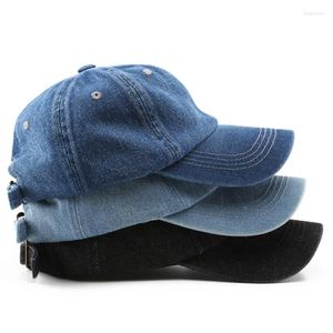 Ball Caps Casual Denim Baseball Cap Men Women Solid Black Blue Trucker Hat Visors Simple Peaked Outdoor Travel Sports Couple Sun