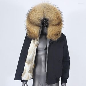 Men's Down BLUENESSFAIR 2023 Waterproof Men Bomber Parka Winter Jacket Natural Real Raccoon Fur Coat Collar Hooded Streetwear
