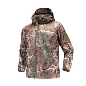 Jaquetas ao ar livre Hoodies tubarão pele de casca macia v4 jaqueta tática militar masculino à prova d'água à prova de vento ao ar livre jaqueta camuflagem de camuflagem com capuz 0104