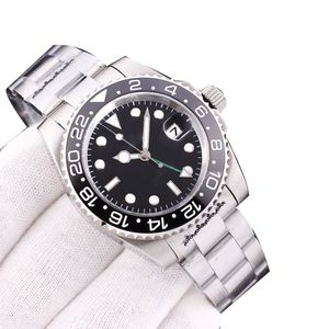 Mens tittar svart automatisk mekanisk rörelse Titta på 40mm rostfritt stål remkoks keramiskt fodral fällande spänne klassiska män armbandsur montre de luxe