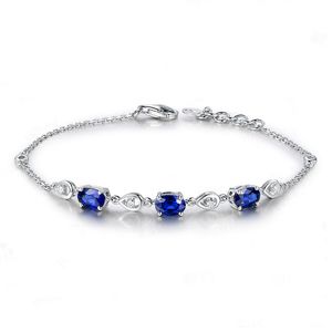 Pulseira branca de zirc￣o azul feminino Bra￧a banhada europeia e americana Estudantes de imita￧￣o geom￩trica Sapphire Bracelet Festy Jewelry Gift