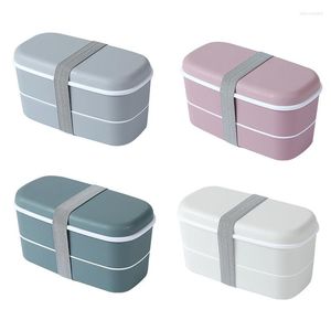 Учебные посуды наборы двойной слои Bento Box Eco-Friendly Container Container Accessories Материал Microwable Lunchbox #