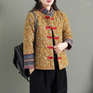 Ethnic Clothing Traditional Chinese Style Clothes For Women Vintage Button Cotton Coat 2023 Winter Ladies Loose Jacket Tops Hanfu Female