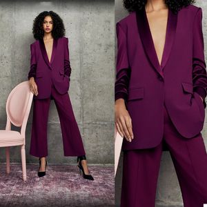 Fashion Leisure Women Pants Suits Burgundy Outfits Evening Party Mother of the Bride Wedding Formal Wear 2 pcs