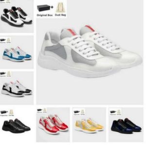 Men Shoes Top Design Americas Cup Sneakers Patent Leather & Nylon Mesh Brand Mens Skateboard Walking Runner Casual Outdoor Sports EU38-46