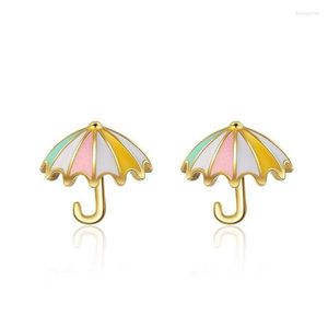 Stud Earrings Creative Color Umbrella Fresh Fashion Silver Plated Jewelry Temperament Personality Cute Gift XZE080