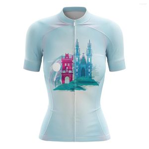 Herren-T-Shirts 2023, Damen-Sommer-Radsport-Shirt mit gesprenkelten rosa Blumenärmeln, exquisit geschnitten und atmungsaktiv