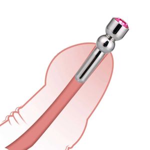 Sex Toy Chastity Metal Penis Plug med diamant Urethral Catheter Dilators Inserts Rod Device Toys for Men