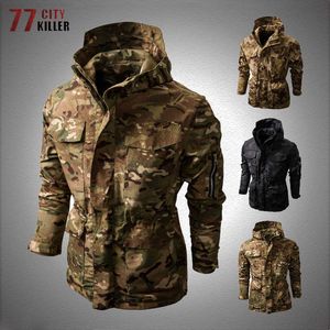 Açık Ceket Hoodies AB Boyutu XXL Kamuflaj Taktik Ceketler Erkekler Askeri Çok Fonksiyonlu Spor Kapüşonlu Katlar Erkek Açık Airsoft Savaş Ordu Ceket 0104