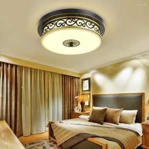 Ceiling Lights American Round Light Carved Pattern Decorative Lamp For Living Room Bedroom Dinning