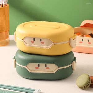 Dinnerware Sets 780ml Kawaii Lunch Box With Compartments Microwave Bento For Girls Cartoon Plastic Tableware School Kids Container