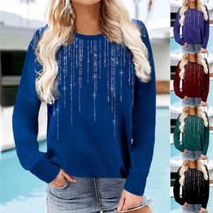 Women's T-Shirt Women's Autumn Winter Elegant Pullover Casual Loose Long Sleeve T-shirt Abstract Ptint Daily Oversize O-Neck Sweatshirt Top 2022 T230104
