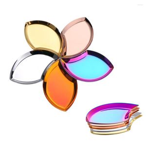 Plates Leaf Shape Sugar Candy Nuts Dish Stainless Steel Gold Dessert Cake Fruit Storage Tray Metal Jewelry Ring Tableware