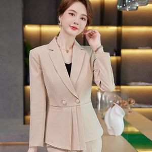 Kvinnors tvåbitar byxor högkvalitativa tyg överdimensionerade 5xl Autumn Winter Women Business Suits Professional Office Work Wear Pants Blazers