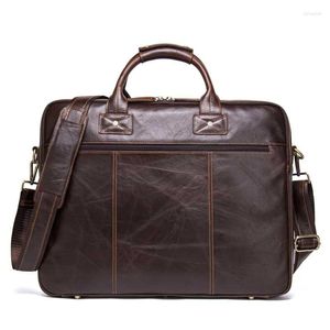 Briefcases Genuine Leather Men's Briefcase Cowhide Business High Quality One Shoulder Messenger Bags Fashion Casual Crossbody Handbag